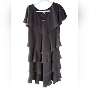 SLNY Black Layered Midi Dress